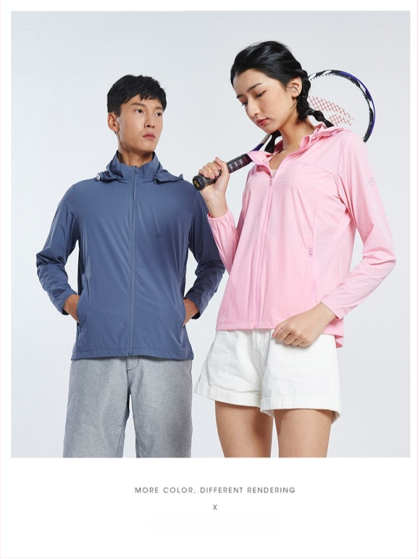 Uniszex nylon napvédő kabát, kapucnival, légáteresztő, UV50+, gyorsan száradó