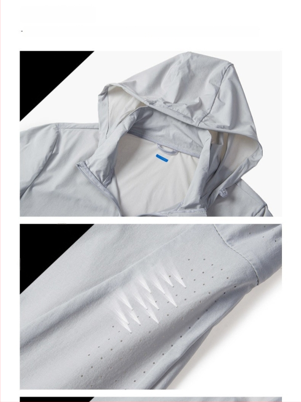 Uniszex nylon napvédő kabát, kapucnival, légáteresztő, UV50+, gyorsan száradó