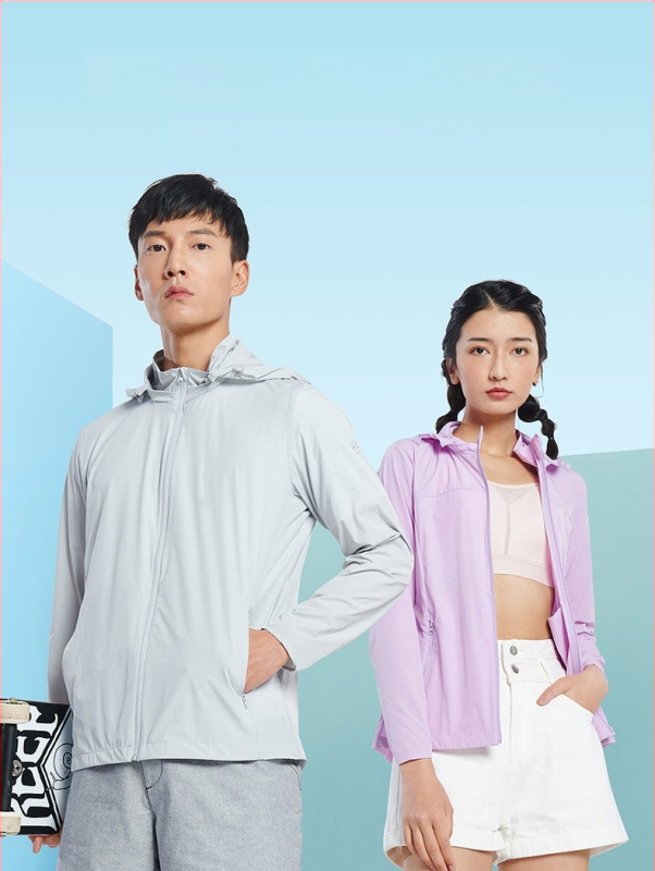 Uniszex nylon napvédő kabát, kapucnival, légáteresztő, UV50+, gyorsan száradó