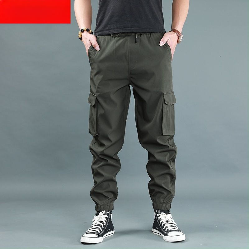 Férfi fleece-bélelt vastag jogger nadrág, magas derekú, egyenes szabású, bambusz rost és poliészter keverék