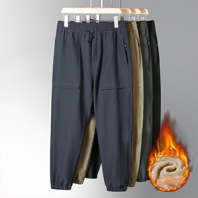 Férfi fleece-béléssel ellátott túranadrág, egyenes szárú, középmagas derekú, téli 2025, fő anyag nylon 90%