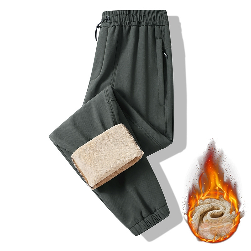 Férfi fleece-béléssel ellátott túranadrág, egyenes szárú, középmagas derekú, téli 2025, fő anyag nylon 90%