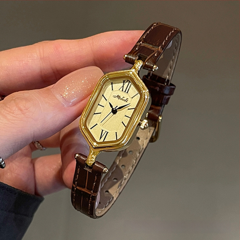 Ceas de damă analog cu curea PU, cadran cu cifre romane, aspect retro (Mecanism quartz • Rezistență la apă 30 m • Carcasă din aliaj • Curea PU • Geam mineral întărit)