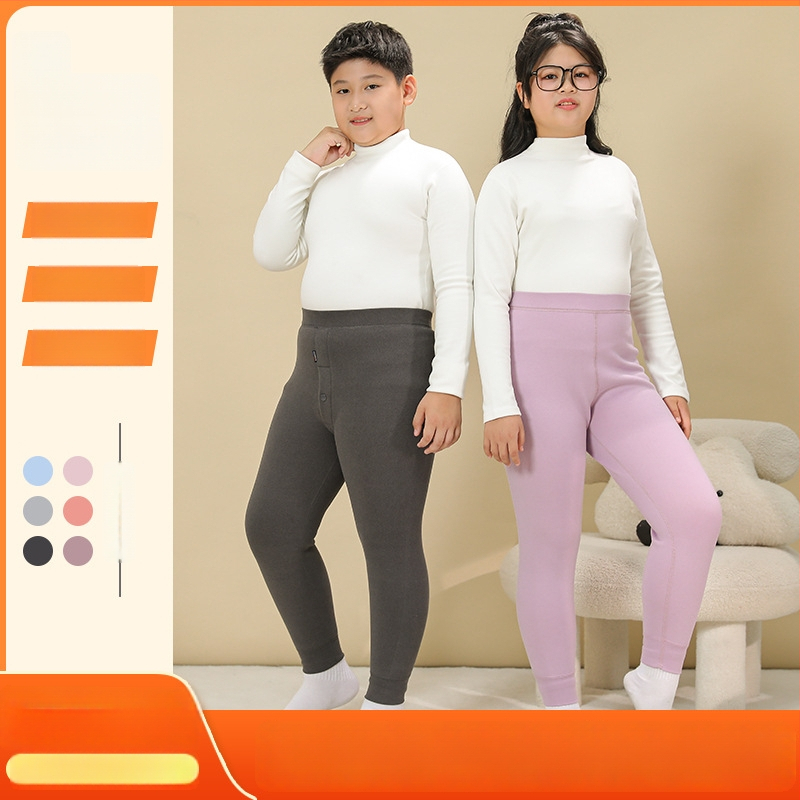 Ziemas bērnu termālās bikses, augsta josta, kokvilna, flīsa odere, 8+ gadu vecuma bērniem