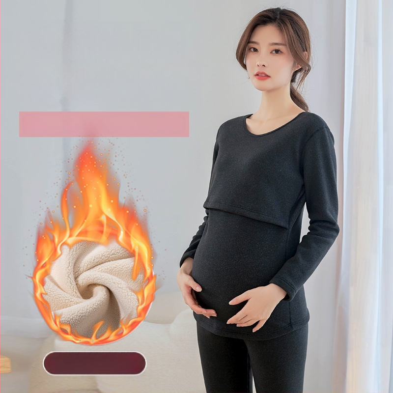 Māmiņām paredzēts termālais apģērbu komplekts ar flisa odeli, garas piedurknes, zīdīšanas piekļuve, poliestera/elastāna maisījums.