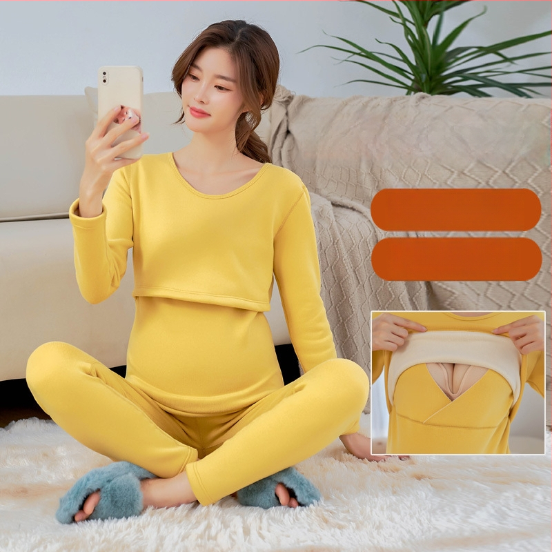 Māmiņām paredzēts termālais apģērbu komplekts ar flisa odeli, garas piedurknes, zīdīšanas piekļuve, poliestera/elastāna maisījums.