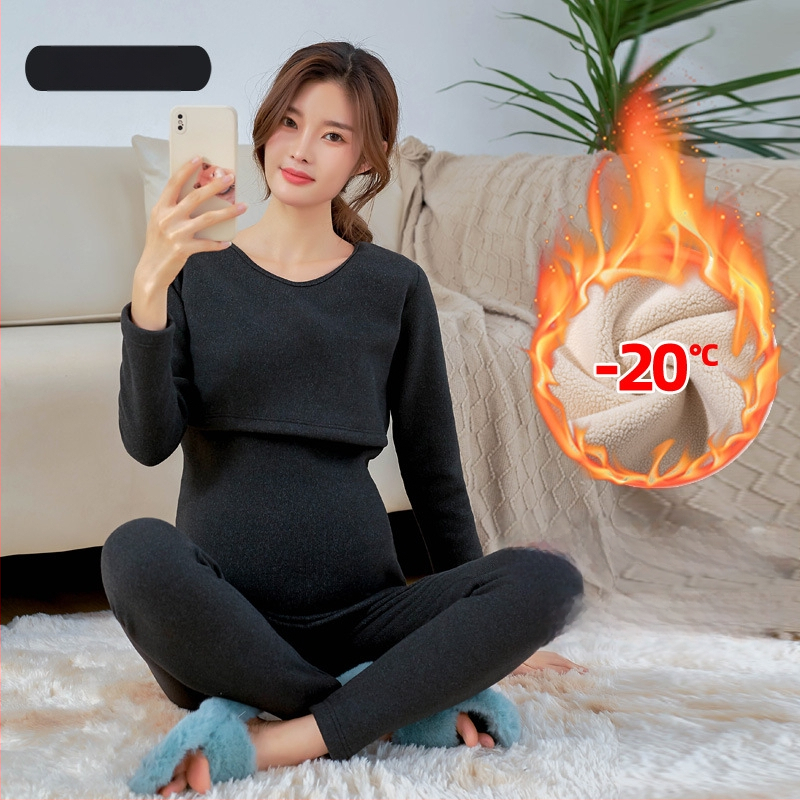 Māmiņām paredzēts termālais apģērbu komplekts ar flisa odeli, garas piedurknes, zīdīšanas piekļuve, poliestera/elastāna maisījums.