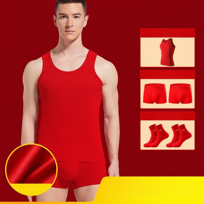 Meeste I-tüüpi vest 100% puuvillast, Hobuse aasta, ümmarguse kaelusega, keskkaal 161–180 g/m²