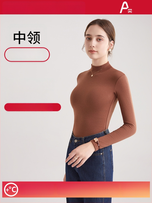 Ženski vuneni termalni bazni gornji sloj s polugornjem, dugi rukavi, debeli materijal 251–300 g/m², antibakterijski