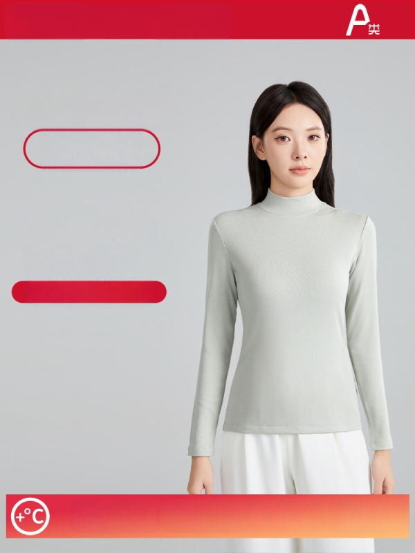 Ženski vuneni termalni bazni gornji sloj s polugornjem, dugi rukavi, debeli materijal 251–300 g/m², antibakterijski
