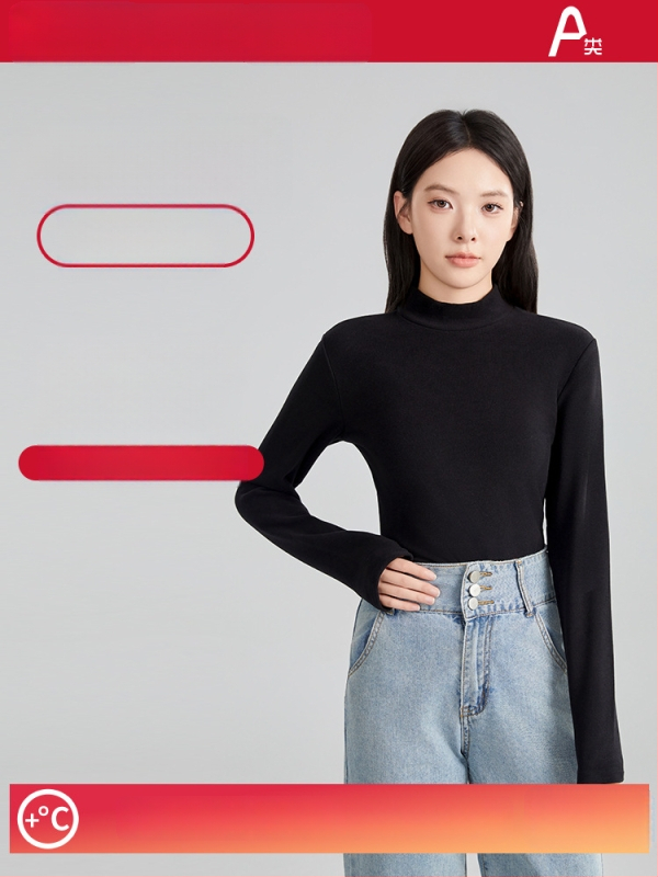 Ženski vuneni termalni bazni gornji sloj s polugornjem, dugi rukavi, debeli materijal 251–300 g/m², antibakterijski