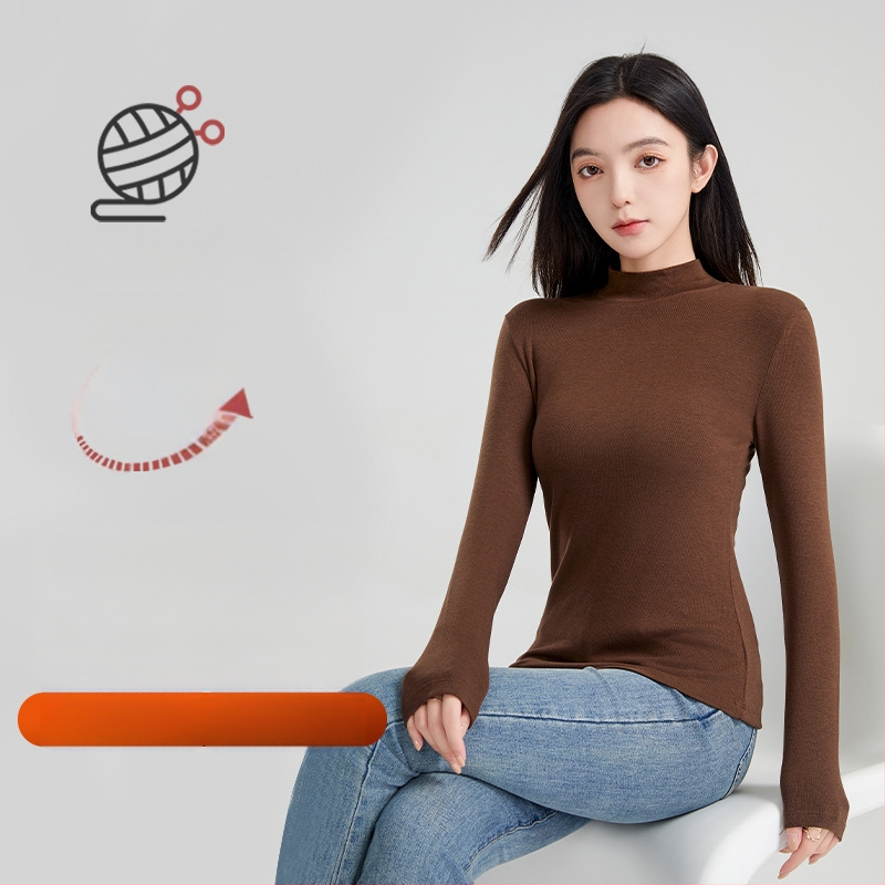 Ženski vuneni termalni bazni gornji sloj s polugornjem, dugi rukavi, debeli materijal 251–300 g/m², antibakterijski