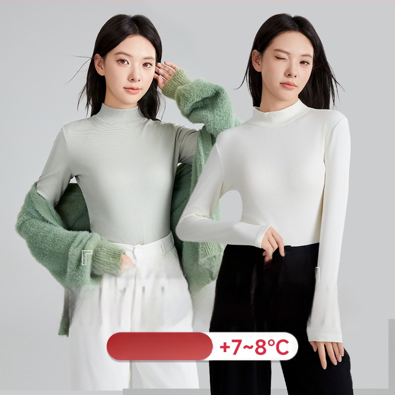 Ženski vuneni termalni bazni gornji sloj s polugornjem, dugi rukavi, debeli materijal 251–300 g/m², antibakterijski
