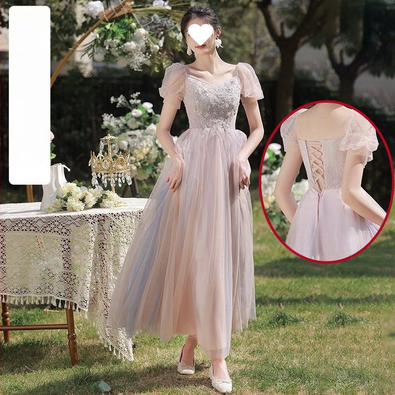 Jaunavedės suknelė, organza su triacetatu, aukštas liemuo, ilgas kirpimas, trumpomis rankovėmis