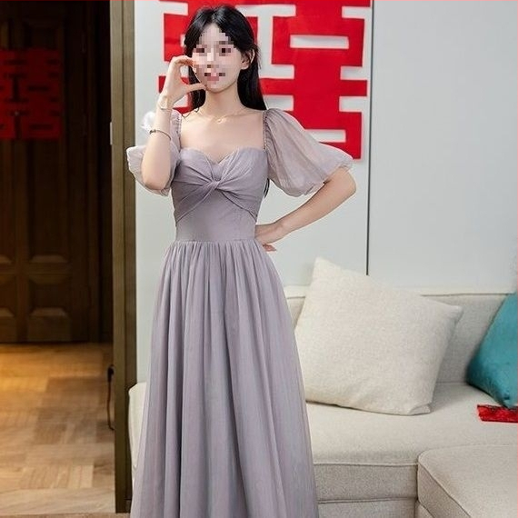 Pruutneitside kleit – A-liiniline lõige, U-kaelus, pikk kleit, satiin 395