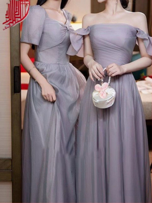 Pruutneitside kleit – A-liiniline lõige, U-kaelus, pikk kleit, satiin 395