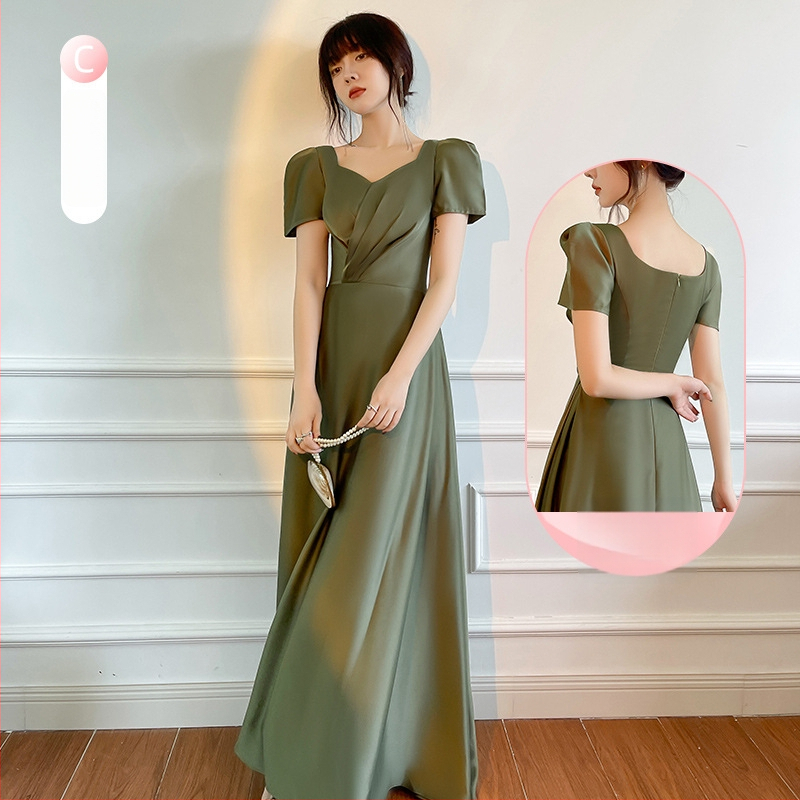 Satinoji suknelė nuotakos draugei, ilga, princesės stiliaus, siaura liemenė, poliesterio satinas