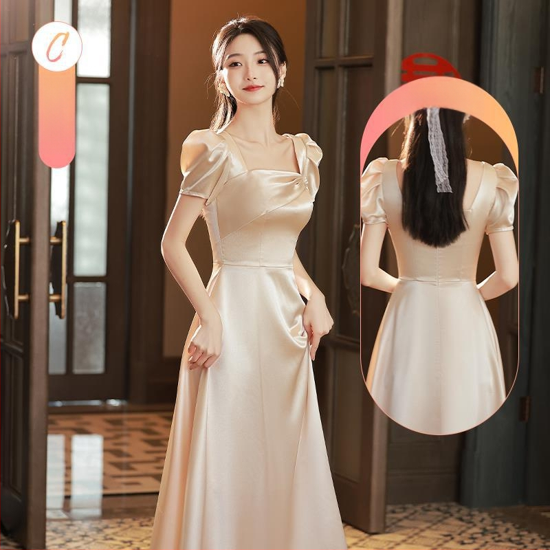 Pamergos suknelė satino, vasara 2022, pagrindinis audinys poliesteris 70–80%, antrasis audinys ≤30%, aukštos klasės