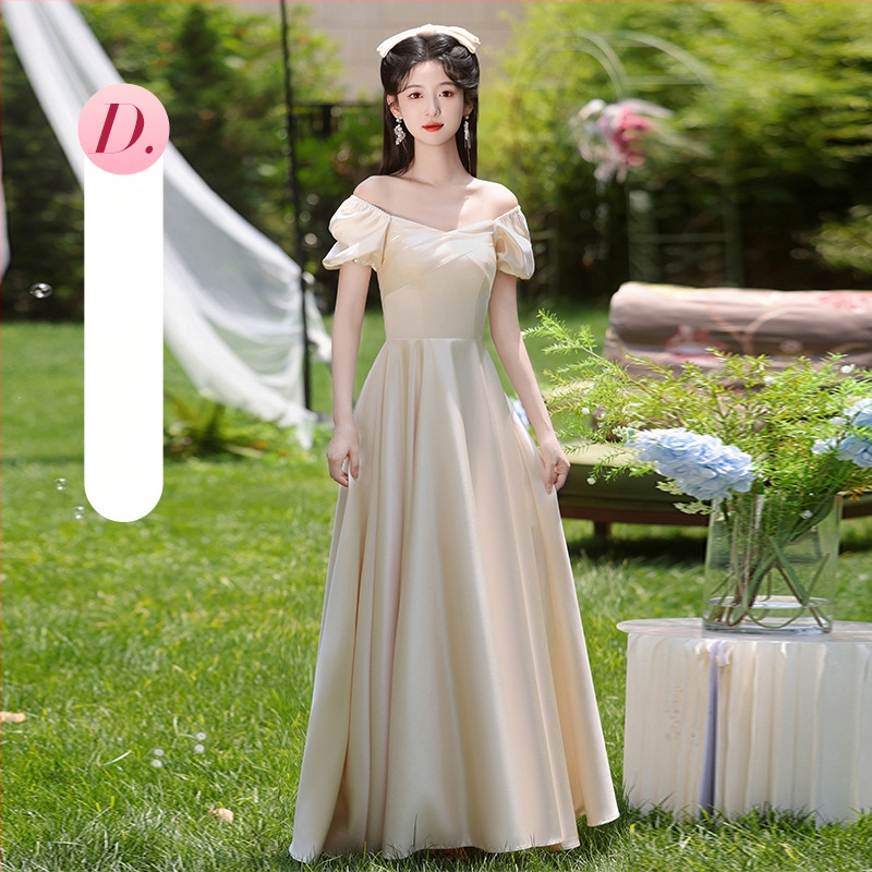 Prantsuse stiilis pruutneitside kleit, A-liin, ühe õla, mini pikkus, polüester, 2024. aasta sügis