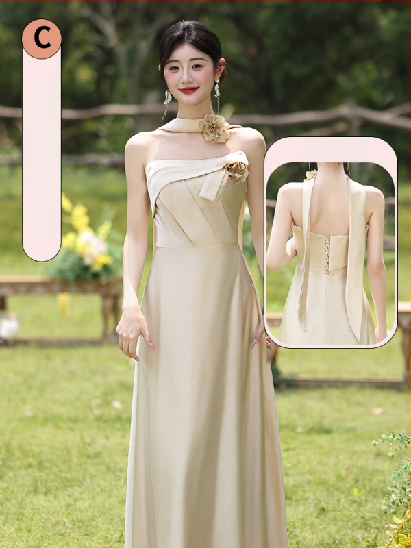 Pamergės suknelė šviežio ir saldaus stiliaus, be rankovių, juosmens linija viduryje, Mercerizuotas poliesterio audinys