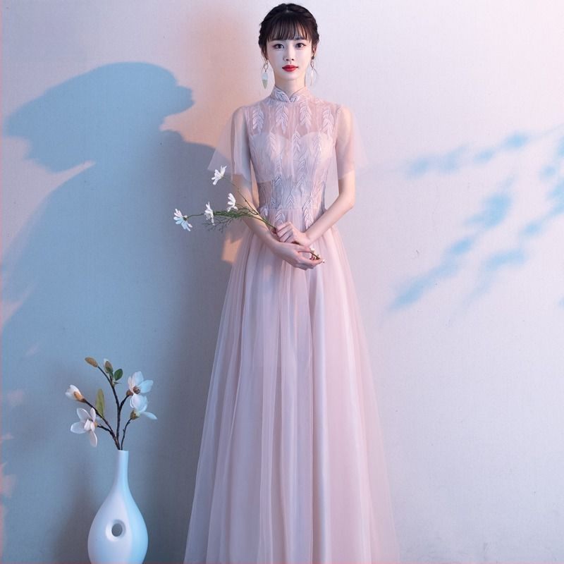 Pruutneitside kleit, pikk, A-liin, varrukateta, Chenille-Spandex kangas naistele