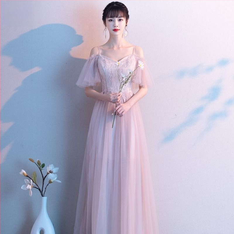 Pruutneitside kleit, pikk, A-liin, varrukateta, Chenille-Spandex kangas naistele