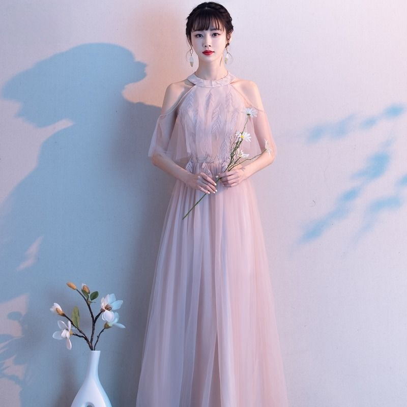 Pruutneitside kleit, pikk, A-liin, varrukateta, Chenille-Spandex kangas naistele