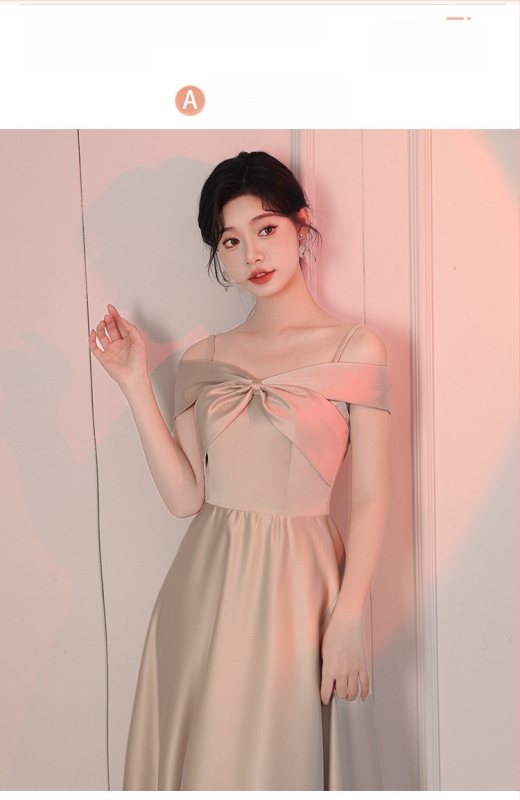 Jaunosios palydos suknelė, ilga, satinas, pavasario–vasaros 2024