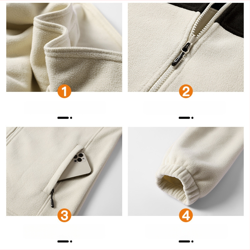 Polārfleksa jaka ar vienkrāsainu rakstu, iekšpuse no polārfleksa, anti‑statiska, 100% kašmīrs, universāla, ziemas un rudens sezonai