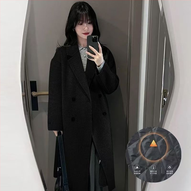 Γυναικείο παλτό από μαλλί με επένδυση από πούπουλα — (Chenille ύφασμα; ανάμειξη σπαντέξ; ελεύθερη γραμμή; μανίκια 3/4; γιακά τύπου σακάκι)