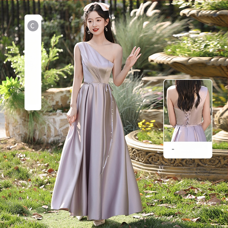 Pruutneitside kleit, A-line, kõrge vöökoht, atsetaadi–polüesteri segu, pikk kleit, 3/4 varrukad