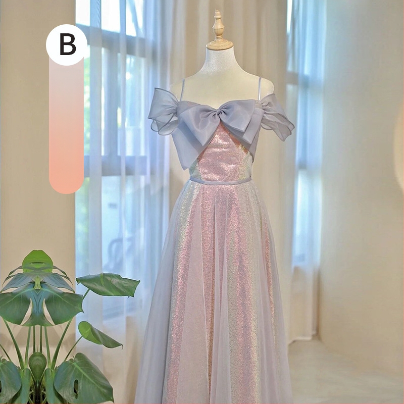 Pruutneitside kleit, polüester, A-liiniline siluett, 3/4 varrukad, talje keskel, pikk kleit