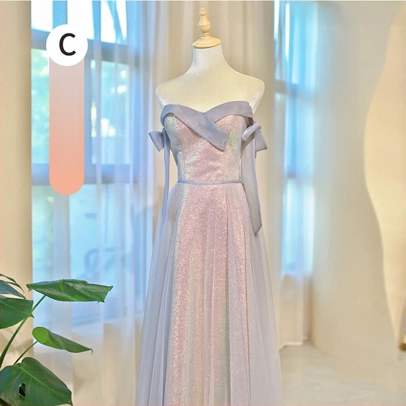 Pruutneitside kleit, polüester, A-liiniline siluett, 3/4 varrukad, talje keskel, pikk kleit