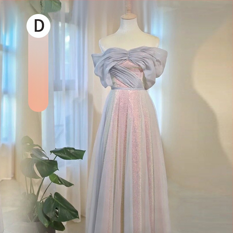 Pruutneitside kleit, polüester, A-liiniline siluett, 3/4 varrukad, talje keskel, pikk kleit