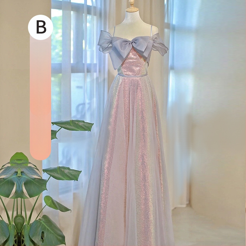 Pruutneitside kleit, polüester, A-liiniline siluett, 3/4 varrukad, talje keskel, pikk kleit