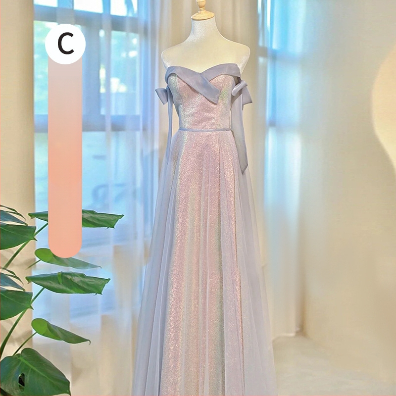 Pruutneitside kleit, polüester, A-liiniline siluett, 3/4 varrukad, talje keskel, pikk kleit