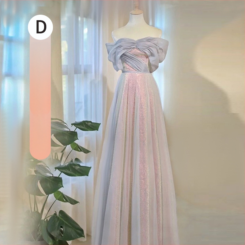 Pruutneitside kleit, polüester, A-liiniline siluett, 3/4 varrukad, talje keskel, pikk kleit