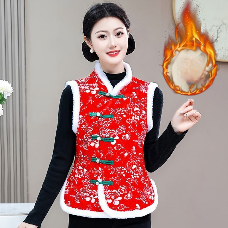 Veste ar lielu ziedu rakstu, vilnas pildījums, rayon audums, V kakls, A līnija