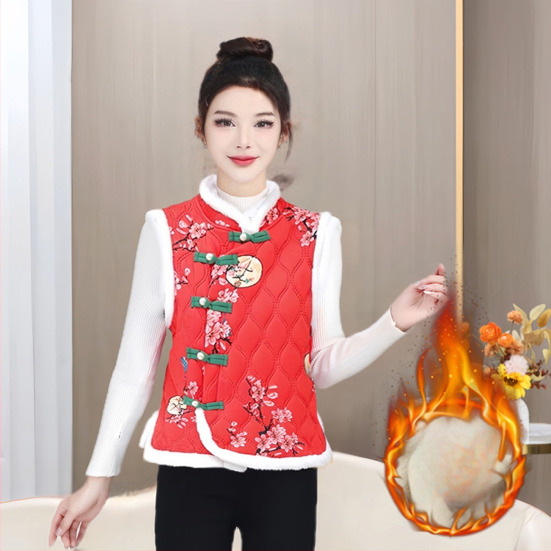 Veste ar lielu ziedu rakstu, vilnas pildījums, rayon audums, V kakls, A līnija