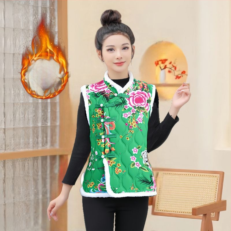 Veste ar lielu ziedu rakstu, vilnas pildījums, rayon audums, V kakls, A līnija