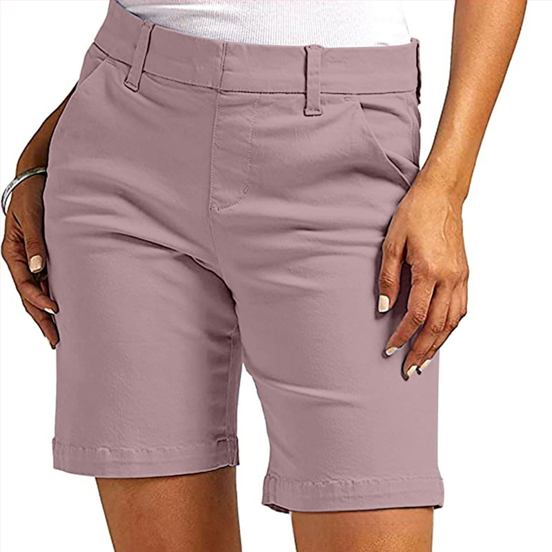 Женски капри панталони от твил със джобове, средна талия, права кройка, 50–70% регенерирано целулозно влакно