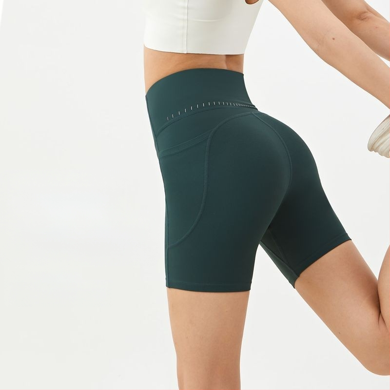 Sieviešu sporta šorti – sēžamvietas pacēlājs, augsta josta, vēdera kontrole (Nailons 80%, īsi šorti, joga)