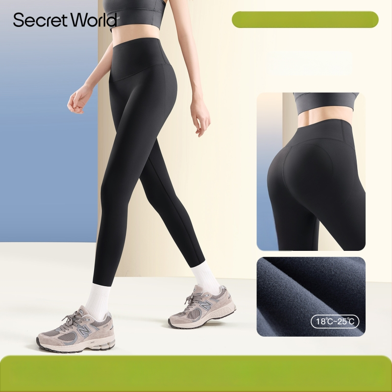 Secret World Shark Pants: γυναικείες ψηλόμεσες φόρμες γιόγκα με επένδυση φλίς, ενίσχυση κοιλιάς και ανύψωση γλουτών, chenille-spandex ανάμειξη, μεσαίου βάρους, κυκλοφορία φθινόπωρο 2025
