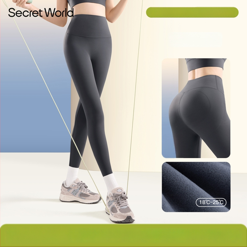 Secret World Shark Pants: γυναικείες ψηλόμεσες φόρμες γιόγκα με επένδυση φλίς, ενίσχυση κοιλιάς και ανύψωση γλουτών, chenille-spandex ανάμειξη, μεσαίου βάρους, κυκλοφορία φθινόπωρο 2025