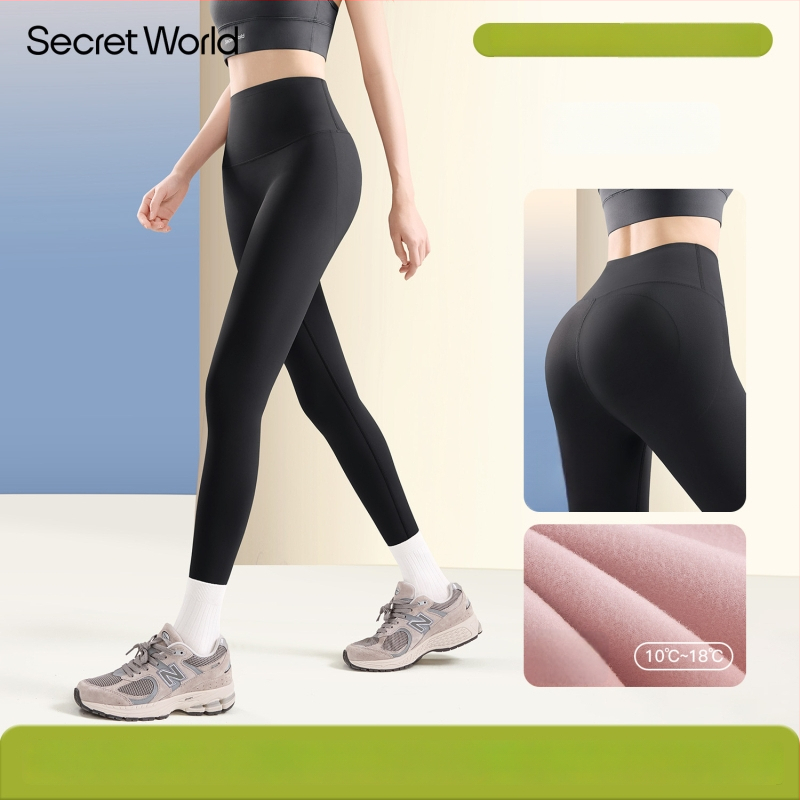 Secret World Shark Pants: γυναικείες ψηλόμεσες φόρμες γιόγκα με επένδυση φλίς, ενίσχυση κοιλιάς και ανύψωση γλουτών, chenille-spandex ανάμειξη, μεσαίου βάρους, κυκλοφορία φθινόπωρο 2025