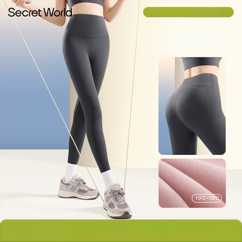 Secret World Shark Pants: γυναικείες ψηλόμεσες φόρμες γιόγκα με επένδυση φλίς, ενίσχυση κοιλιάς και ανύψωση γλουτών, chenille-spandex ανάμειξη, μεσαίου βάρους, κυκλοφορία φθινόπωρο 2025
