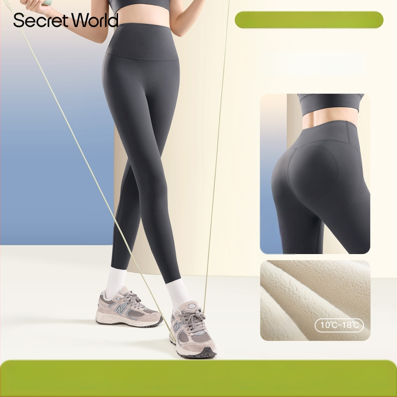 Secret World Shark Pants: γυναικείες ψηλόμεσες φόρμες γιόγκα με επένδυση φλίς, ενίσχυση κοιλιάς και ανύψωση γλουτών, chenille-spandex ανάμειξη, μεσαίου βάρους, κυκλοφορία φθινόπωρο 2025