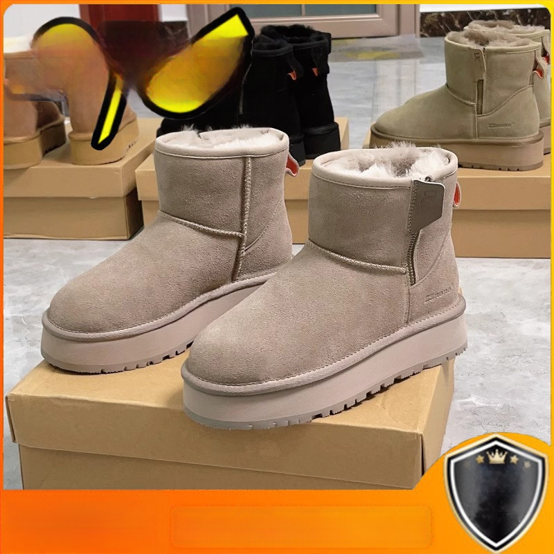 Moteriški žieminiai auliniai batai -40°C, viršus su įterptu kailiu, šoninis užtrauktukas, žemas kulkšnies aukštis, pūkuota įdaila