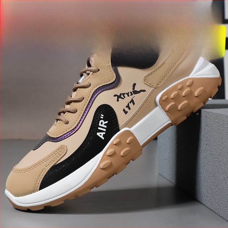 Vyriniai kasdieniai sportbačiai su blokų raštu, viršus iš sintetinės odos, EVA vidpadis, injekciniais forma padas, raišteliai