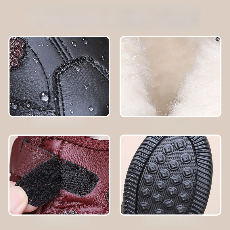 Moterys žieminiai sniego batai, su fliso pamušalu šilumai, atsparūs vandeniui, neslidus padas, Velcro užsegimas.